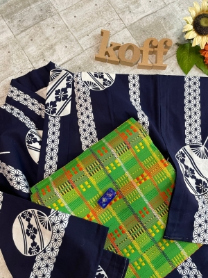 二部式浴衣(湖布セパレート浴衣)団扇に麻柄