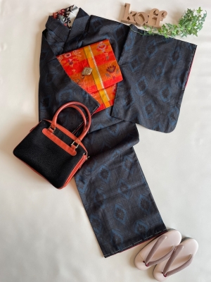 紺色紬 未着用美品 セパレート着物